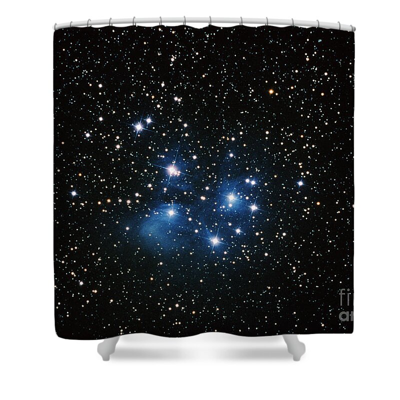 M45 Shower Curtain featuring the photograph Pleiades Star Cluster by John Chumack