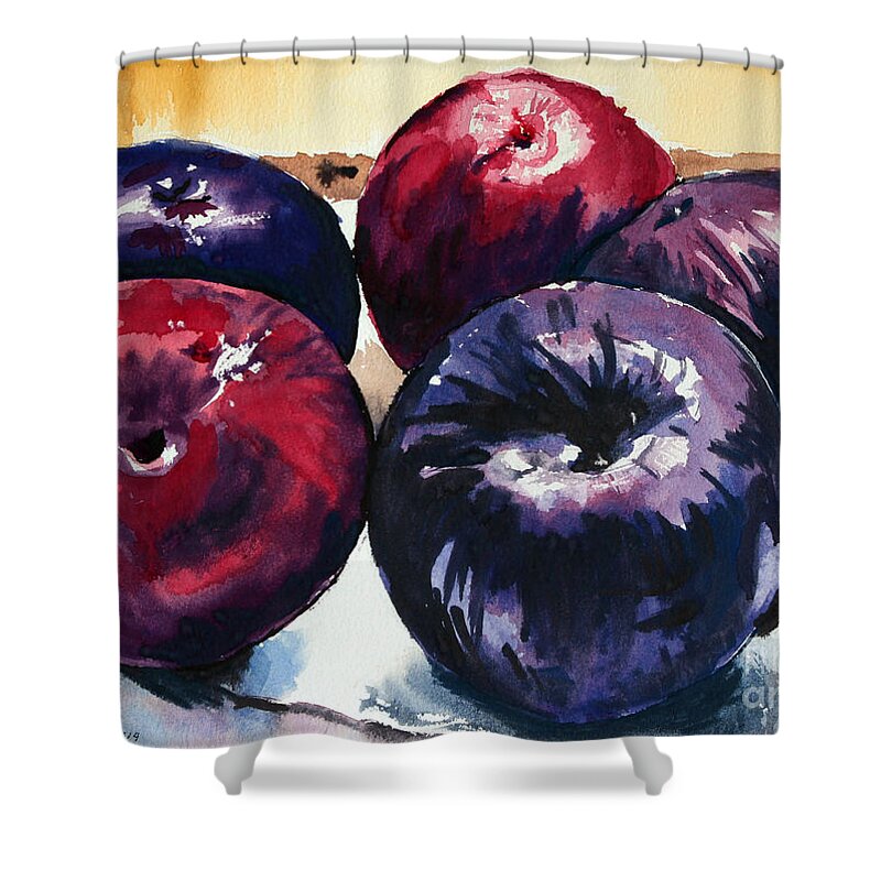 Plum Shower Curtain featuring the painting Plums by Joey Agbayani