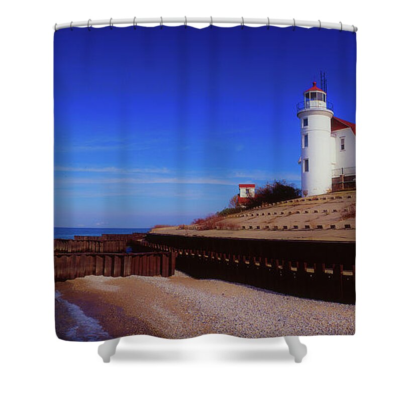 Photography Shower Curtain featuring the photograph Point Betsie Lighthouse, Frankfort by Panoramic Images