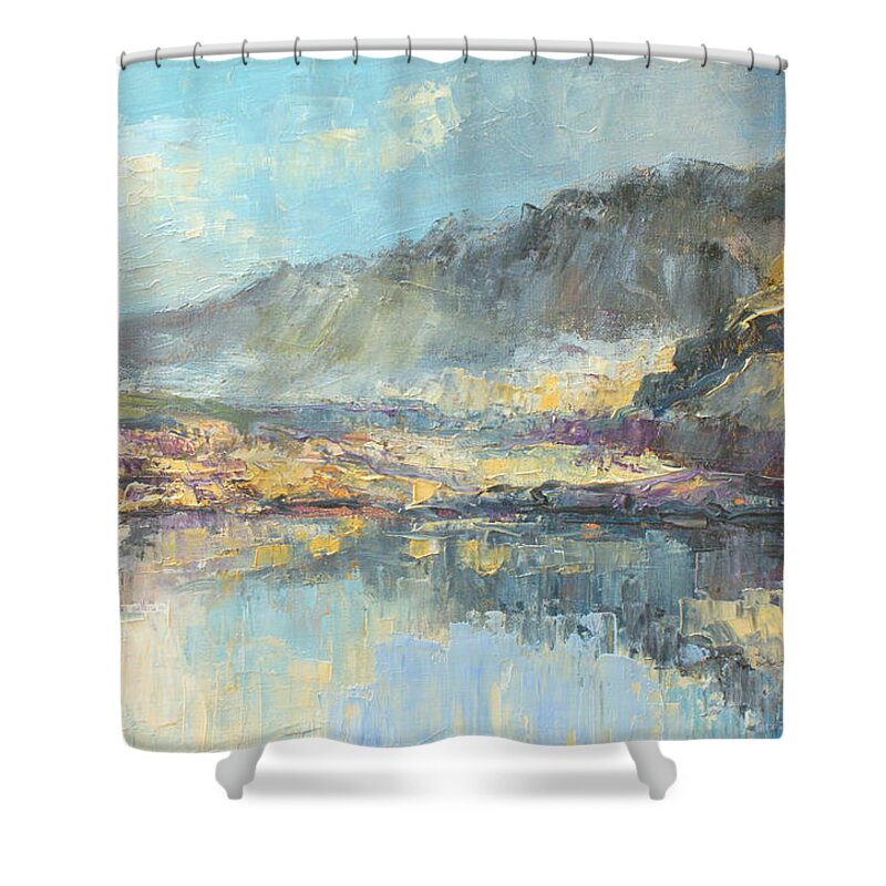 Poland Shower Curtain featuring the painting Poland - Tatry Mountains by Luke Karcz