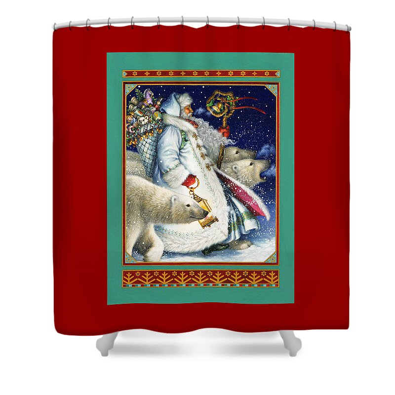 Santa Claus Shower Curtain featuring the painting Polar Magic by Lynn Bywaters