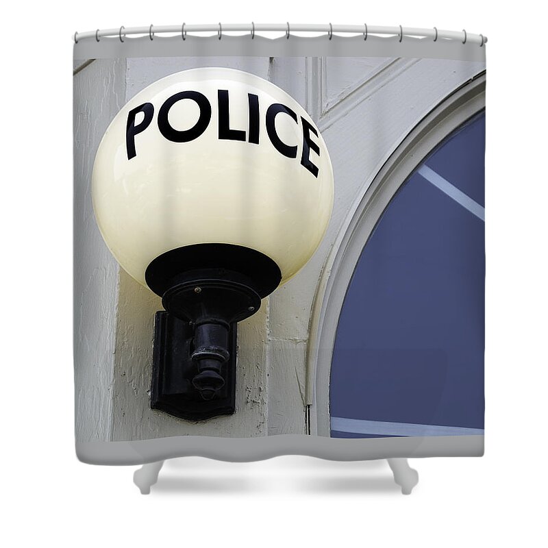 Law Shower Curtain featuring the photograph Police Station by Phil Cardamone