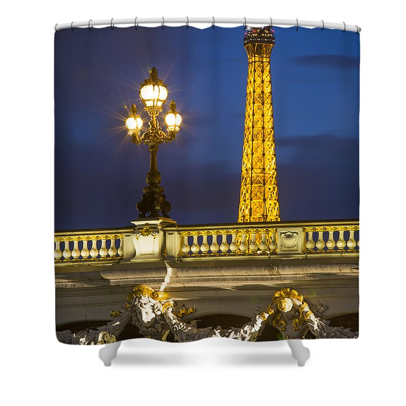 Eiffel Tower Shower Curtain featuring the photograph Pont Alexandre and Eiffel by Brian Jannsen