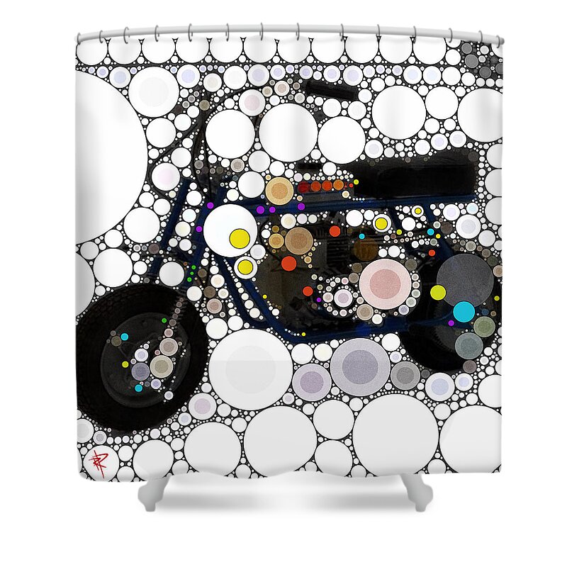 Pop Art Shower Curtain featuring the mixed media Pop Mini Bike by Russell Pierce