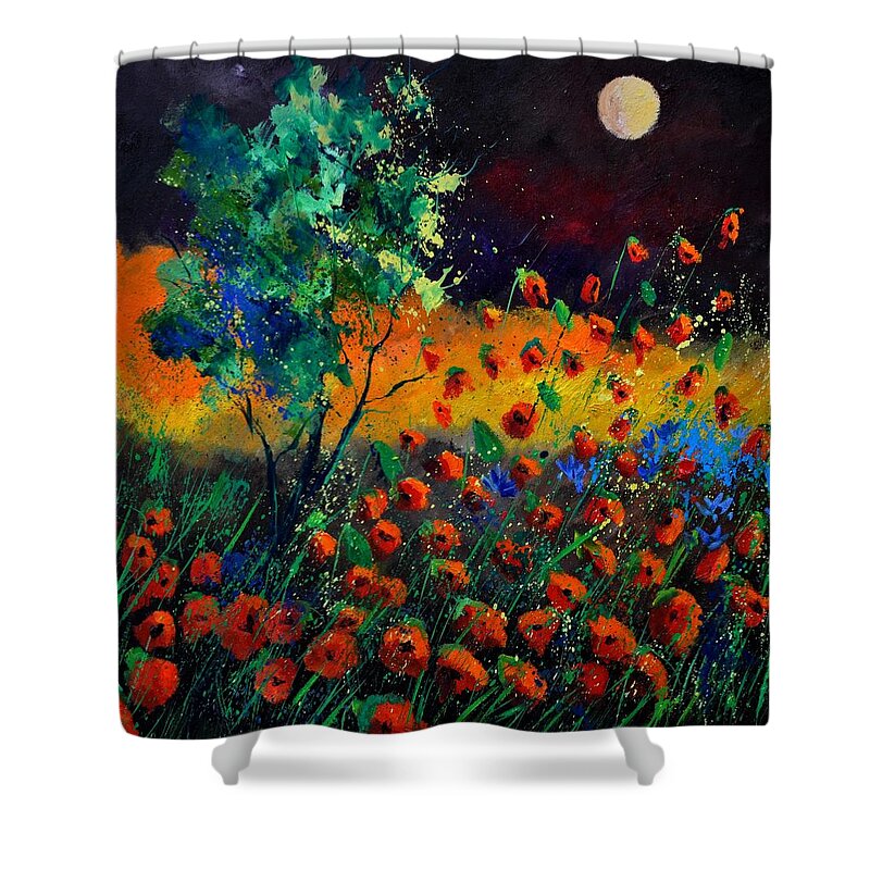 Landscape Shower Curtain featuring the painting Poppies 774111 by Pol Ledent