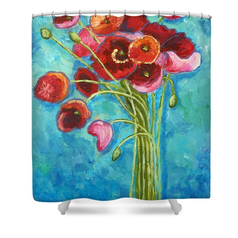 Poppies Shower Curtain featuring the painting Poppies by Amelie Simmons