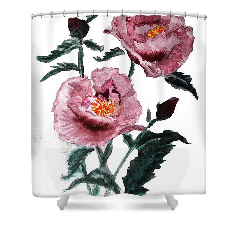 Poppy Shower Curtain featuring the painting Poppy by Donna Walsh