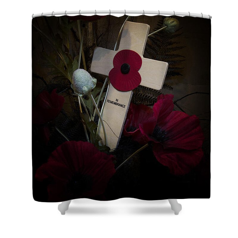 Flower Shower Curtain featuring the photograph Poppy on the cross by Steev Stamford