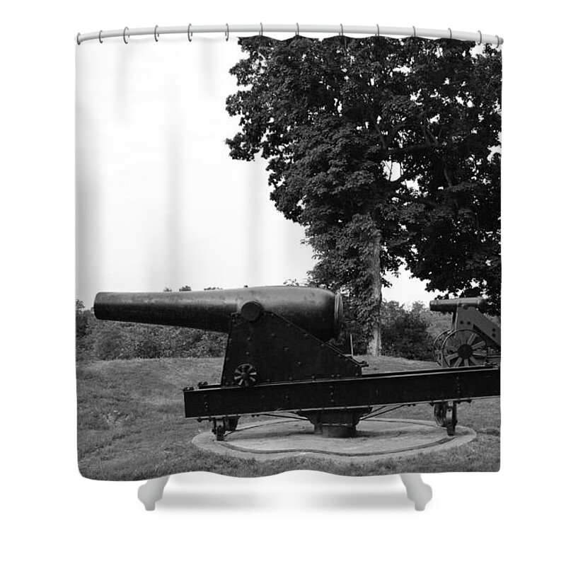 Civil War Landmarks Shower Curtain featuring the photograph Fort Defiance Civil War Cannons #1 by Stacie Siemsen