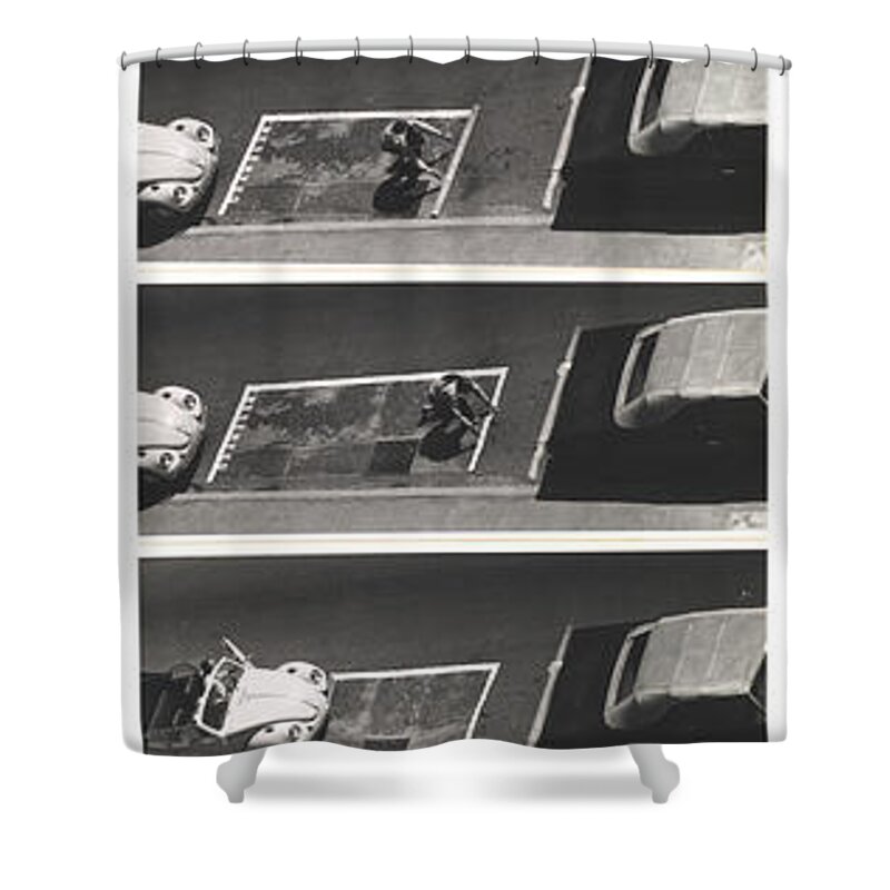 Parking Space Shower Curtain featuring the painting Portable Parking Space by Blue Sky