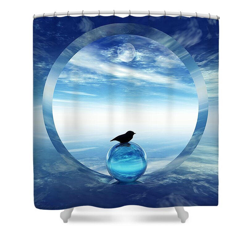 Portal Shower Curtain featuring the digital art Portal to Peace by Richard Rizzo