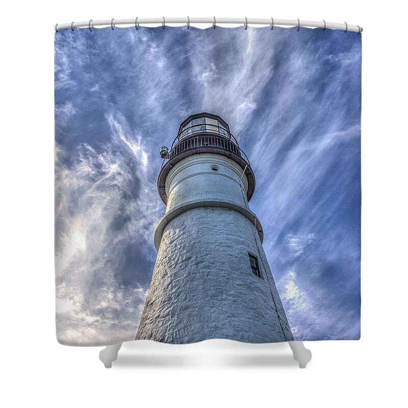 Maine Shower Curtain featuring the photograph Portland Headlight by Jane Luxton