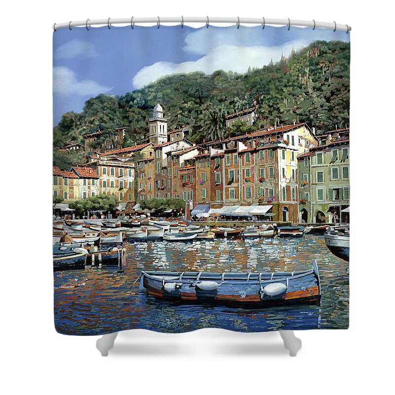 Portofino Shower Curtain featuring the painting Portofino by Guido Borelli