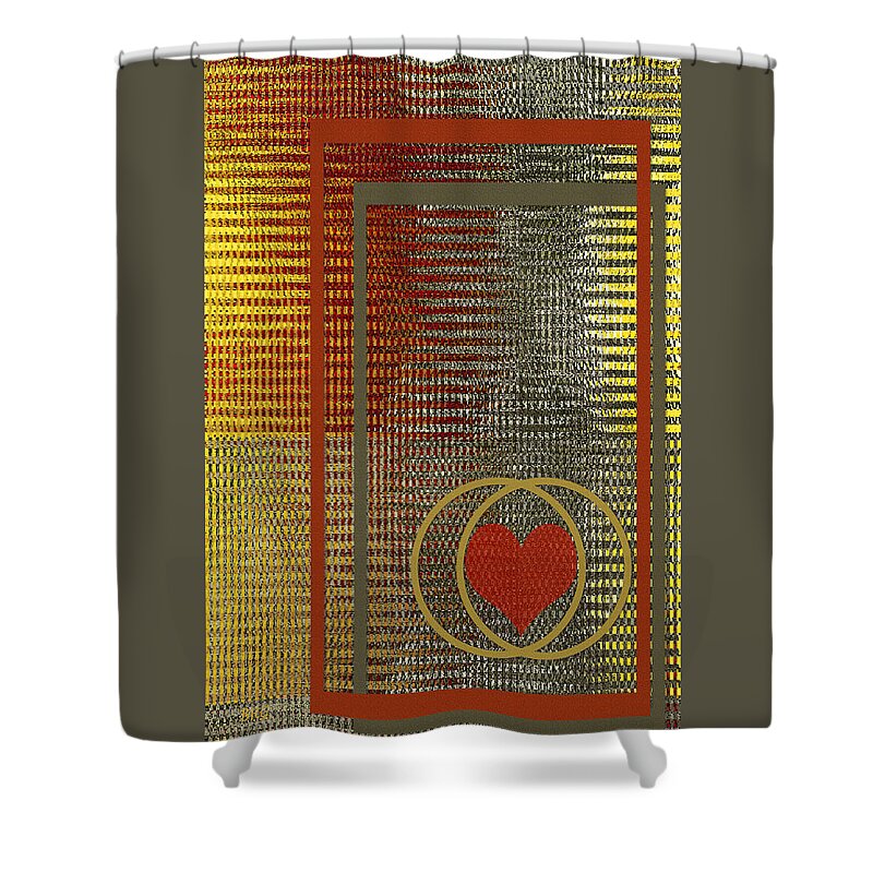 Geometric Abstract Shower Curtain featuring the digital art Portrait Of A Heart by Ben and Raisa Gertsberg