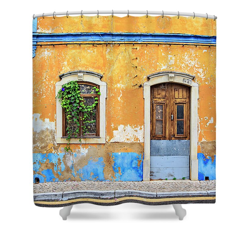 Ugliness Shower Curtain featuring the photograph Portugal, Facade Of An Old Abandoned by Westend61