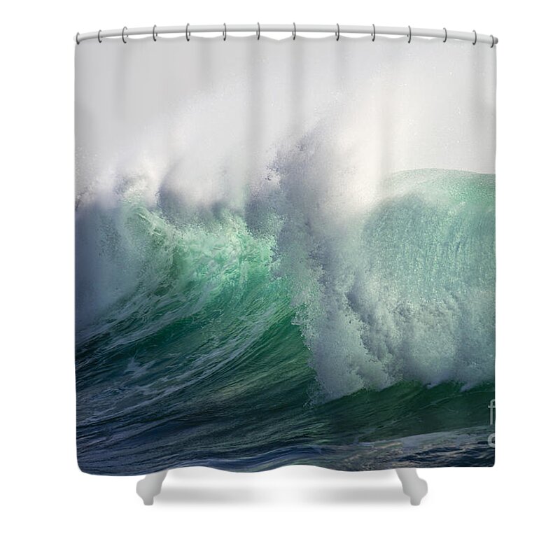 Wave Shower Curtain featuring the photograph Portuguese Sea Surf by Heiko Koehrer-Wagner