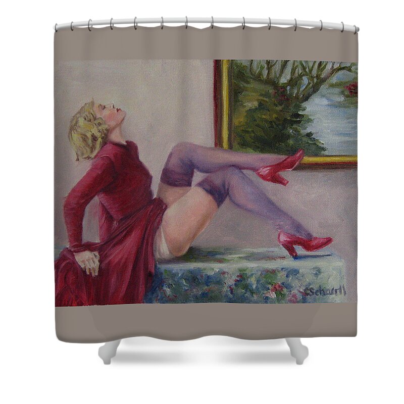 Vintage Shower Curtain featuring the painting Pose by Connie Schaertl