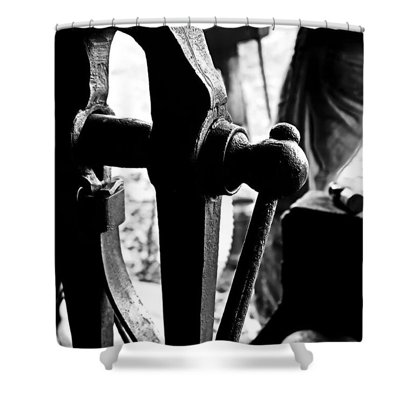 Blacksmithing Shower Curtain featuring the photograph Post Vice by Daniel Reed