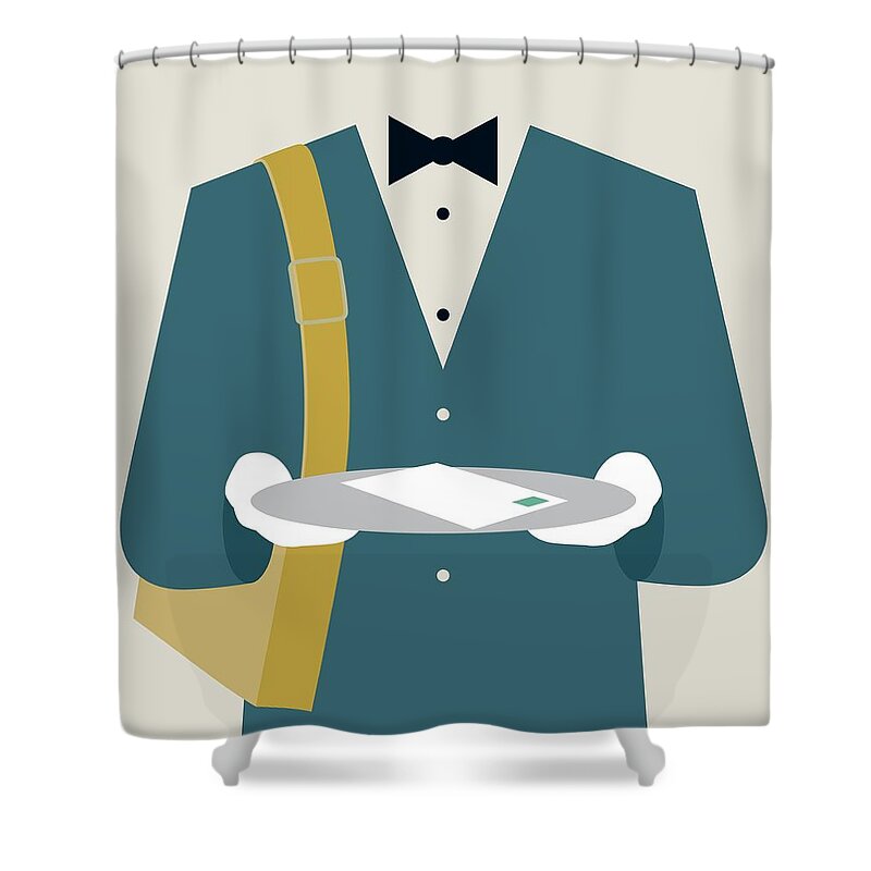 Adult Shower Curtain featuring the photograph Postman In Tuxedo Delivering Letter by Ikon Images