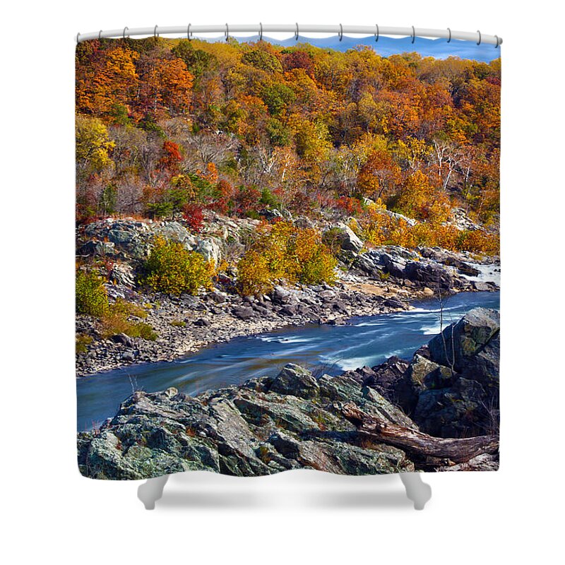 Potomac River Shower Curtain featuring the photograph Potomac Autumn by Mitch Cat