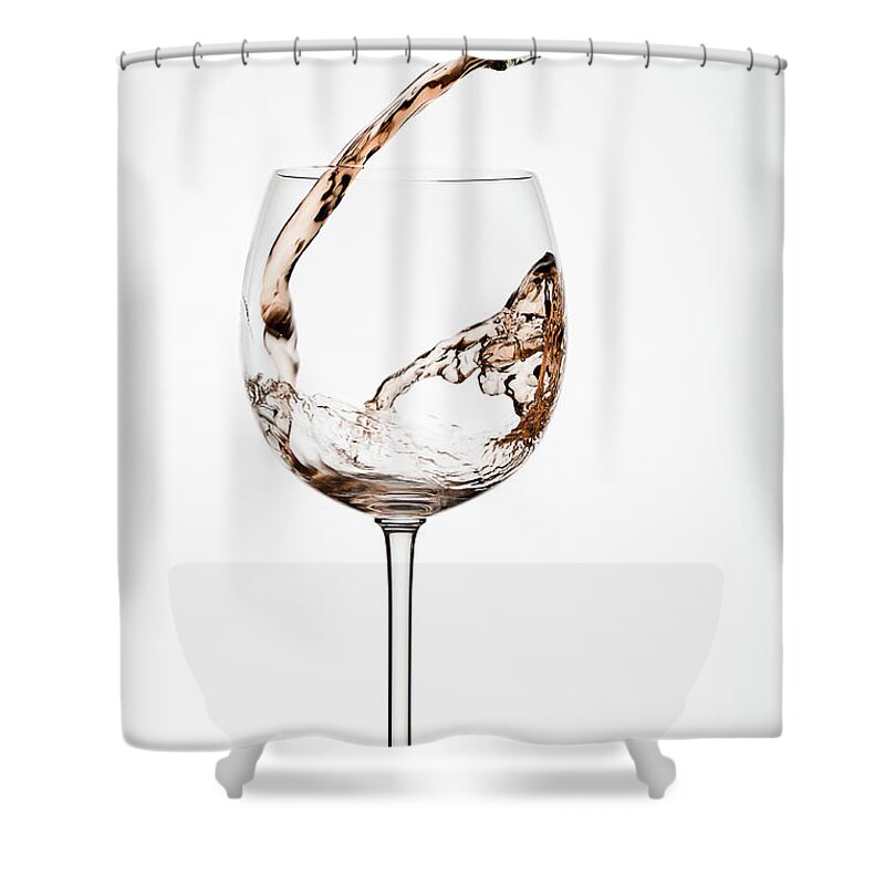 White Background Shower Curtain featuring the photograph Pouring Wine by Timothy L. Tichy