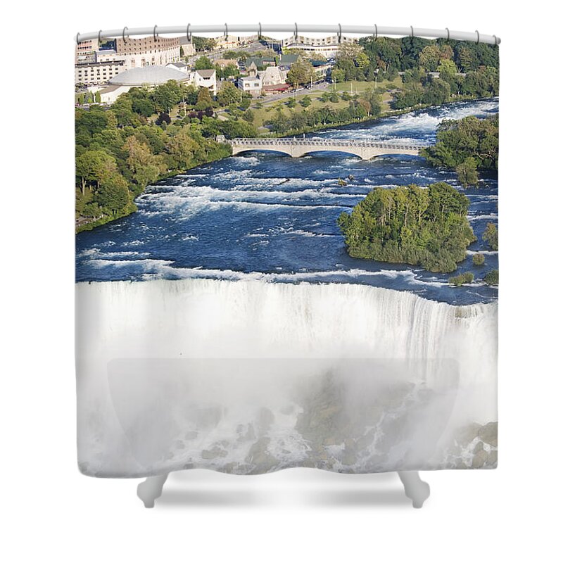 Blue Shower Curtain featuring the photograph Powerful Bridal veil Falls with Niagara by Patricia Hofmeester