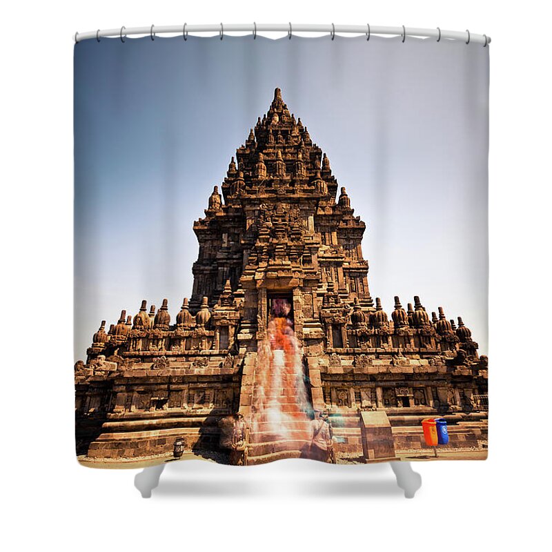 Hinduism Shower Curtain featuring the photograph Prambanan Hindu Temple In Java by Zodebala