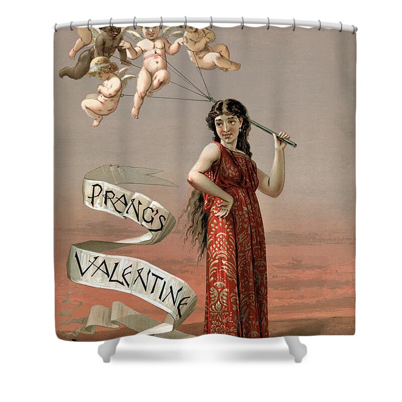 Holiday Shower Curtain featuring the photograph Prangs Valentine Cards 1883 by Science Source