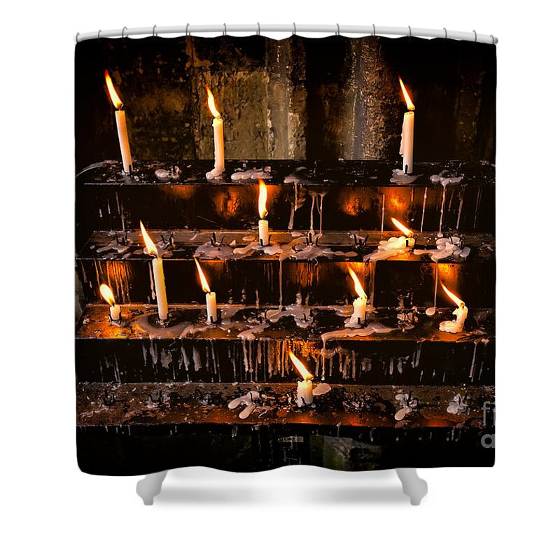 Candles Shower Curtain featuring the photograph Prayer Candles by Adrian Evans