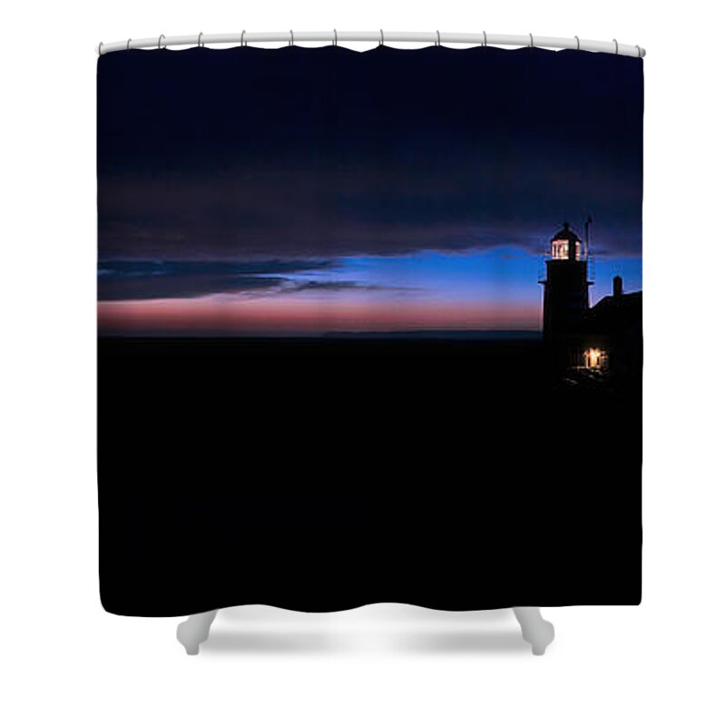 West Quoddy Head State Park Shower Curtain featuring the photograph Pre Dawn Light Panorama at Quoddy by Marty Saccone