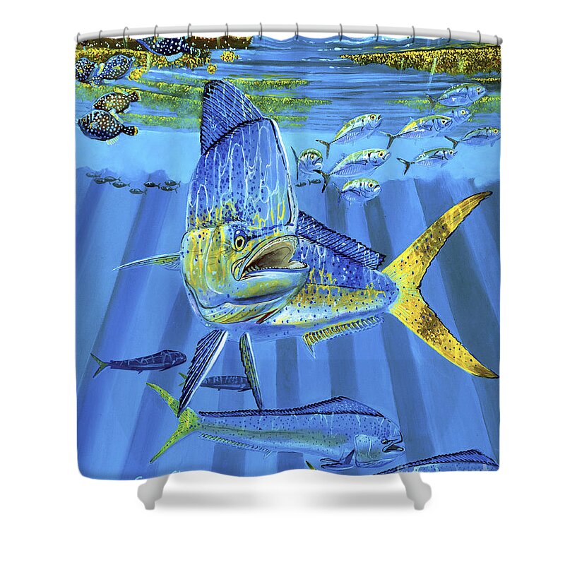 Dolphin Shower Curtain featuring the painting Predator Off0067 by Carey Chen