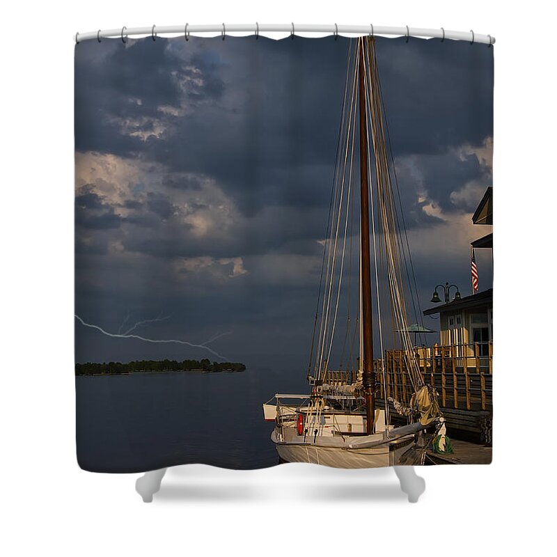 Sailboat Shower Curtain featuring the photograph Preparing For The Storm by Flees Photos
