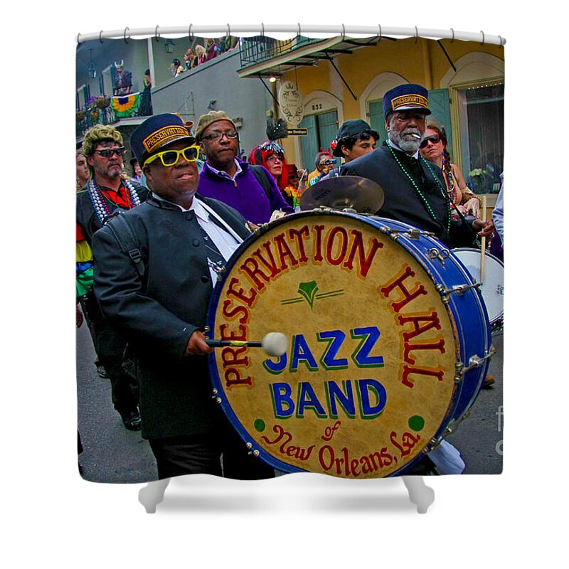 Mardi Gras Day Photo Shower Curtain featuring the photograph New Orleans Jazz Band by Luana K Perez