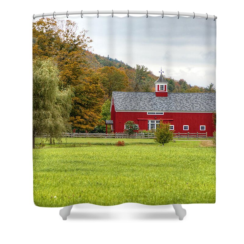 Barn Shower Curtain featuring the photograph Prettiest Barn in Vermont by Donna Doherty