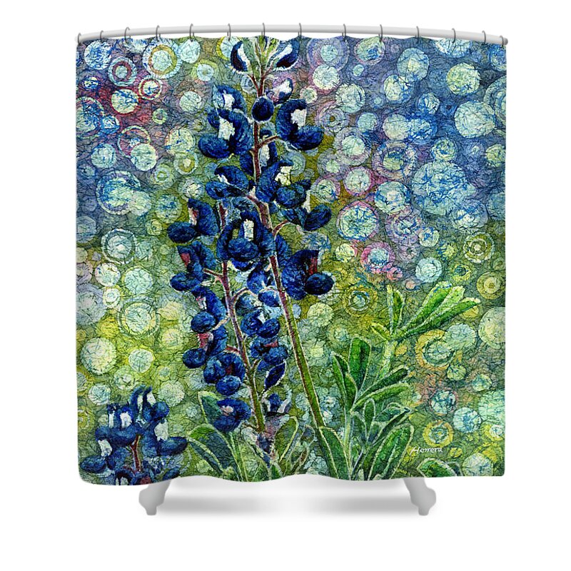 Bluebonnet Shower Curtain featuring the painting Pretty in Blue by Hailey E Herrera