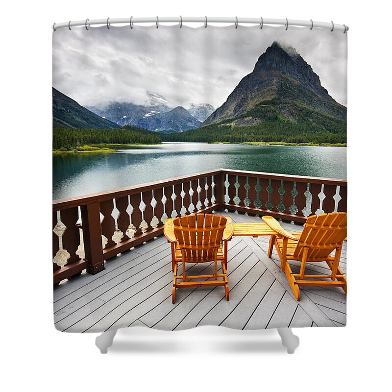 Chairs Shower Curtain featuring the photograph Priceless Glacier View by Mark Kiver