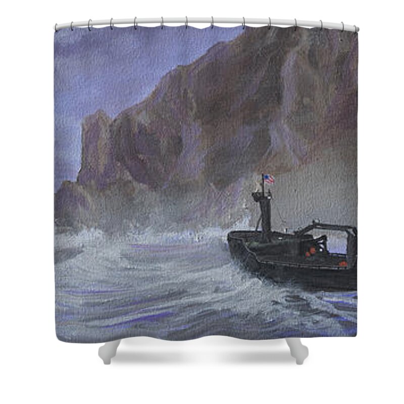 Priest Rock Shower Curtain featuring the painting Priest Rock by Jerry McElroy