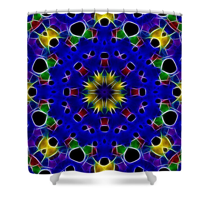 Primary Colors Shower Curtain featuring the photograph Primary Colors Fractal Kaleidoscope by Kathy Clark