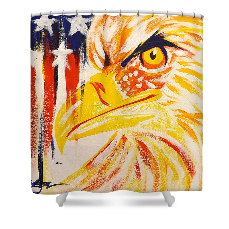 Eagle Shower Curtain featuring the painting Primary Eagle by Darren Robinson