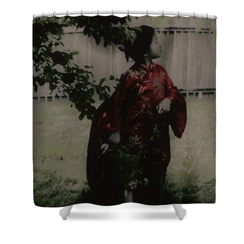 Asian Garden Portrait Children Ethnic Cultural Shower Curtain featuring the photograph Princess of tranquility by Jessica S