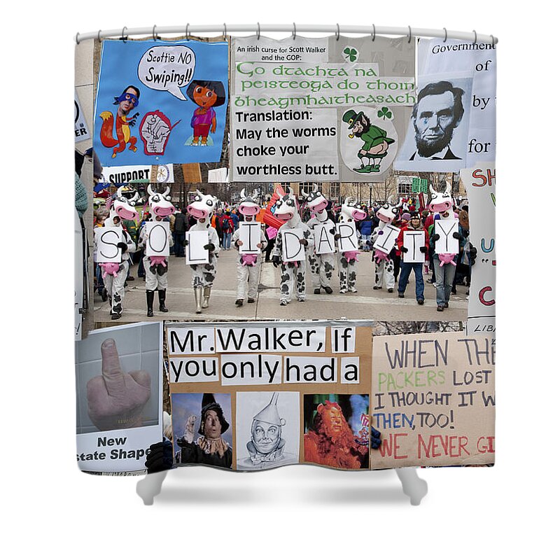 Capitol Shower Curtain featuring the photograph Protest signs by Steven Ralser