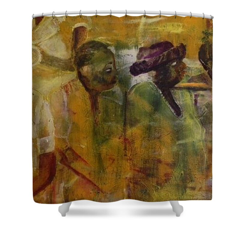 Church Members Shower Curtain featuring the painting Providence Baptist Church by Peggy Blood