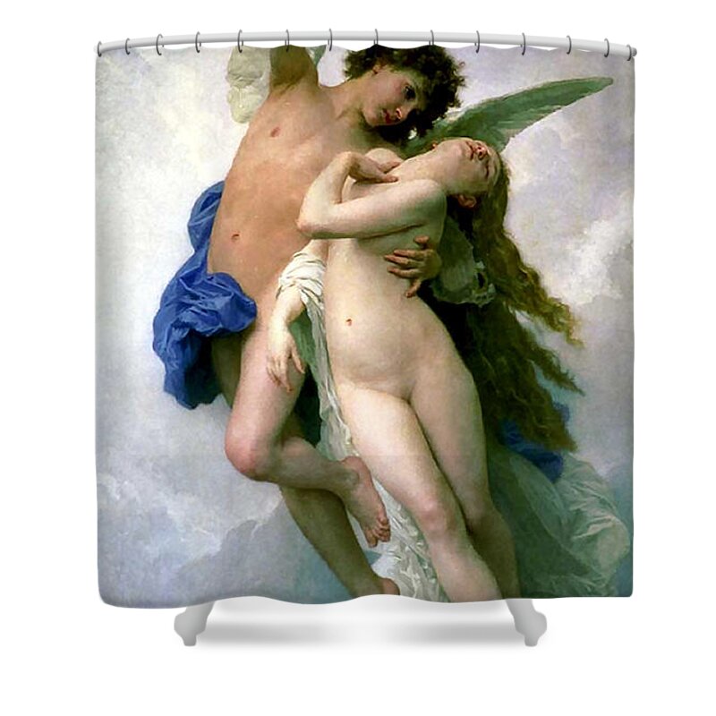 William Adolphe Bourguereau Shower Curtain featuring the painting Psyche et LAmour by William Adolphe Bouguereau