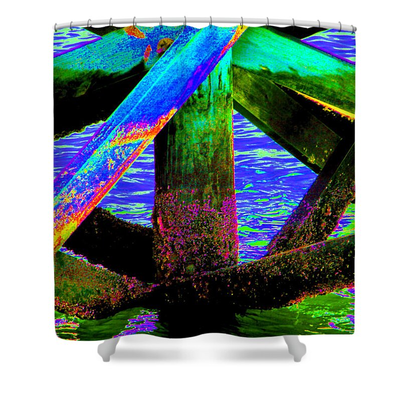 Psychedelic Shower Curtain featuring the photograph Psychedelic Dock by Bob Slitzan
