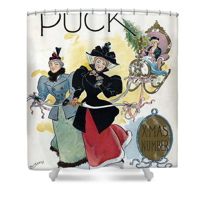Holiday Shower Curtain featuring the photograph Puck Christmas, 1894 by Science Source