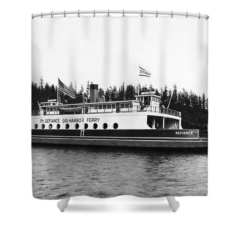 1927 Shower Curtain featuring the photograph Puget Sound Ferry Boat by Underwood Archives