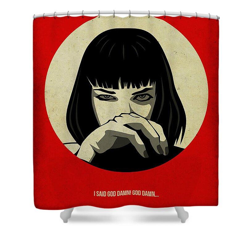 Pulp Fiction Shower Curtain featuring the painting Pulp Fiction Poster by Naxart Studio