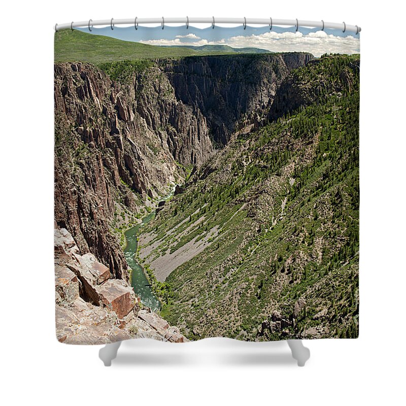 Black Canyon Of The Gunnison National Park Shower Curtain featuring the photograph Pulpit Rock Overlook Black Canyon of the Gunnison by Fred Stearns
