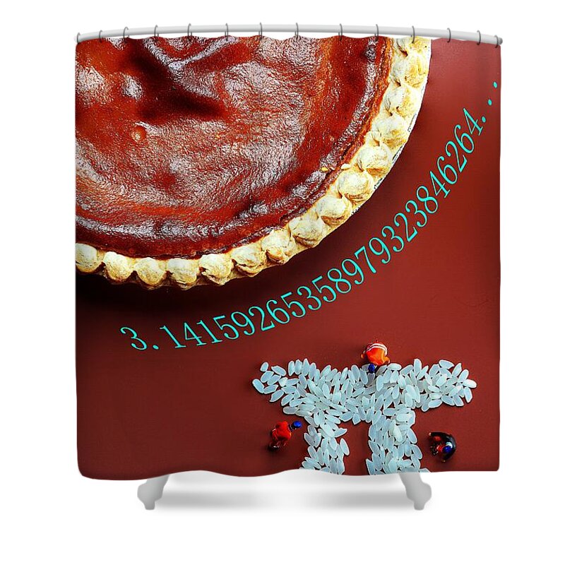 Pi Shower Curtain featuring the photograph Pumpkin Pie and Pi food physics by Paul Ge