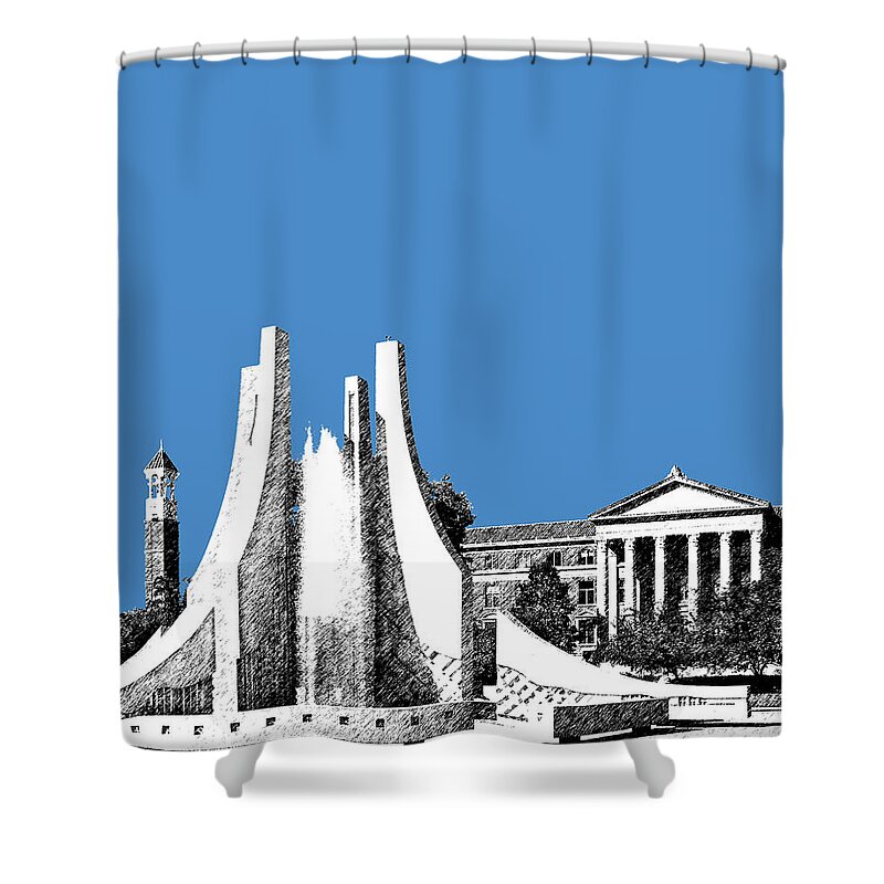 University Shower Curtain featuring the digital art Purdue University 2 - Engineering Fountain - Slate by DB Artist